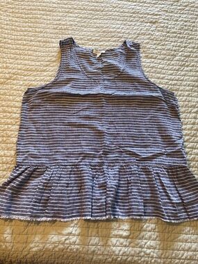 beachlunchlounge Blue Striped Peplum Tank Top